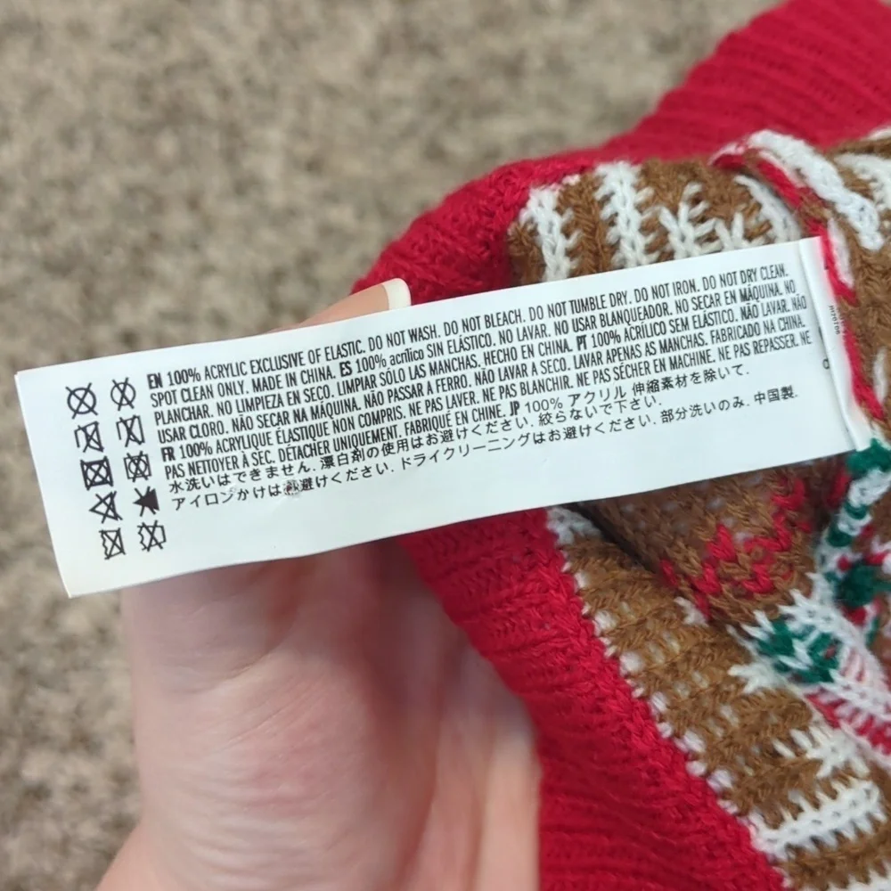 Forever 21 red brown festive Christmas reindeer knit mini skirt